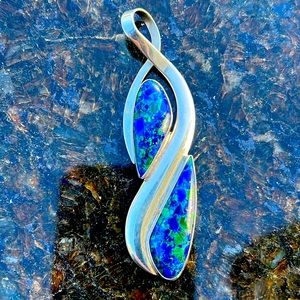 Desert Rose trading vivianite pendant set in 925 Sterling silver